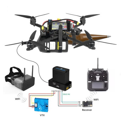 Комплект FPV дрона на 10 дюймів з оптоволокном на дальність 10 кілометрів Антиреб