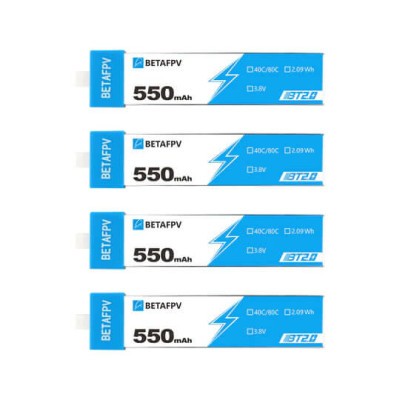 BETAFPV BT2.0 550mAh 1S - комплект 4 аккумуляторов LiHv для FPV дронов BETAFPV
