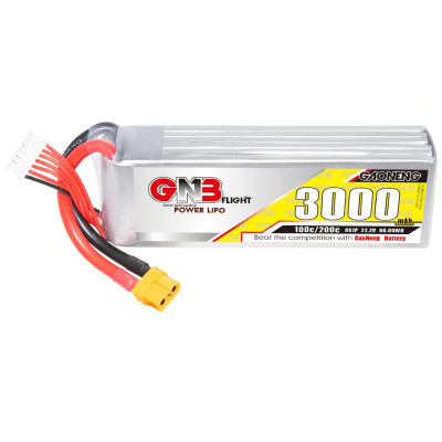 Аккумулятор GAONENG GNB Lipo для FPV дрона 3000mAh 6S 22.2V 100C XT60
