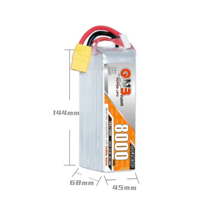 Аккумулятор GAONENG GNB Lipo для FPV дрона 8000mAh 6S 22.2V 50C XT60