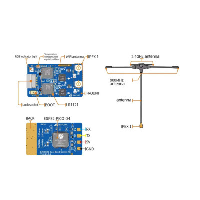 Приймач BAYCKRC 900MHz/2.4GHz ELRS Dual Band Gemini з двома антенами