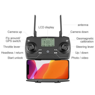 Квадрокоптер 8811 Pro − дрон з камерою 6K, GPS, FPV, БК мотори, до 2км, до 28хв, сумка