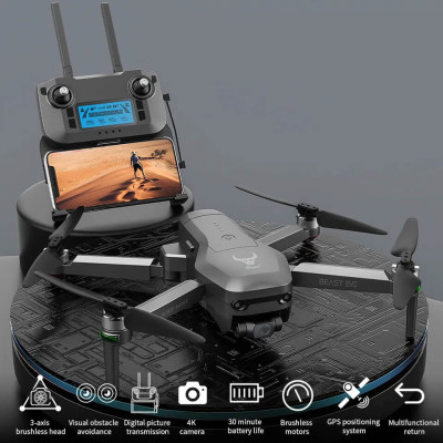 Квадрокоптер ZLRC SG906 MAX 3 - 3,5 км, GPS, 3-X осьова 4К камера, до 30хв, сумка, інтелектуальне розпізнавання перешкод
